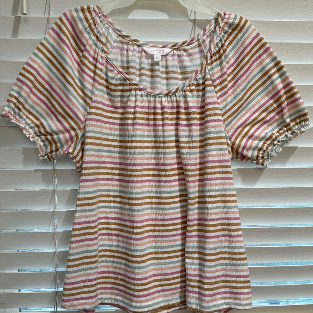 LC Lauren Conrad Striped Blouse - Like New - Size L